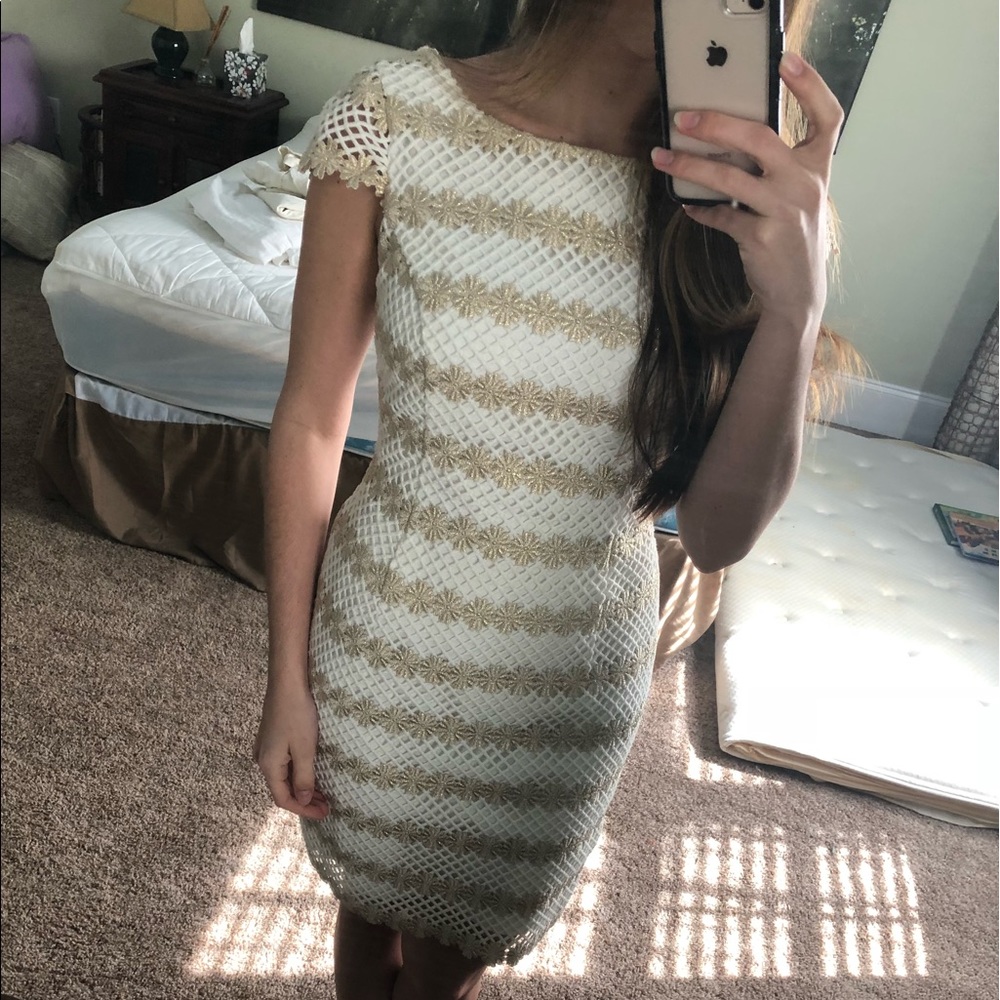 White and Gold Lace Lilly Pulitzer Dress